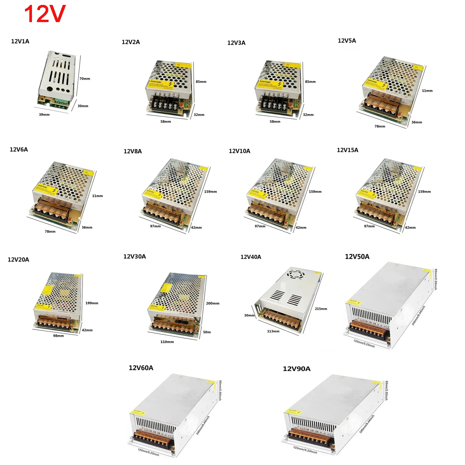 Vusum 12V power supply AC85-110V 220V to DC 5V 12V 24V 36V 48V  2A  5A 10A  20A 30A  CCTV / LED Strip Power Adapter