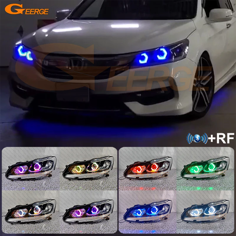 

Для Honda Accord 2016 2017, ультра яркие многоцветные RGB светодиодные ангельские глазки, комплект с шестигранными шестигранными кольцами Halo, дневной свет