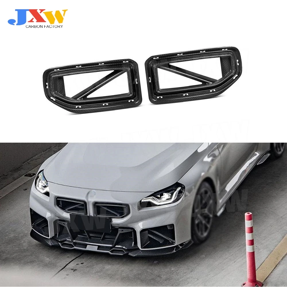 

for BMW 2 Series G87 M2 2023+ Dry Carbon Fiber Front Bumper Foglamp Air Vent Trim Mesh Grille Covers FRP Front Grill Frame