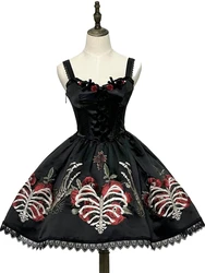 Skeleton Fish Bone JSK SK Embroidered Beaded Lolita Dress by LeMiroir
