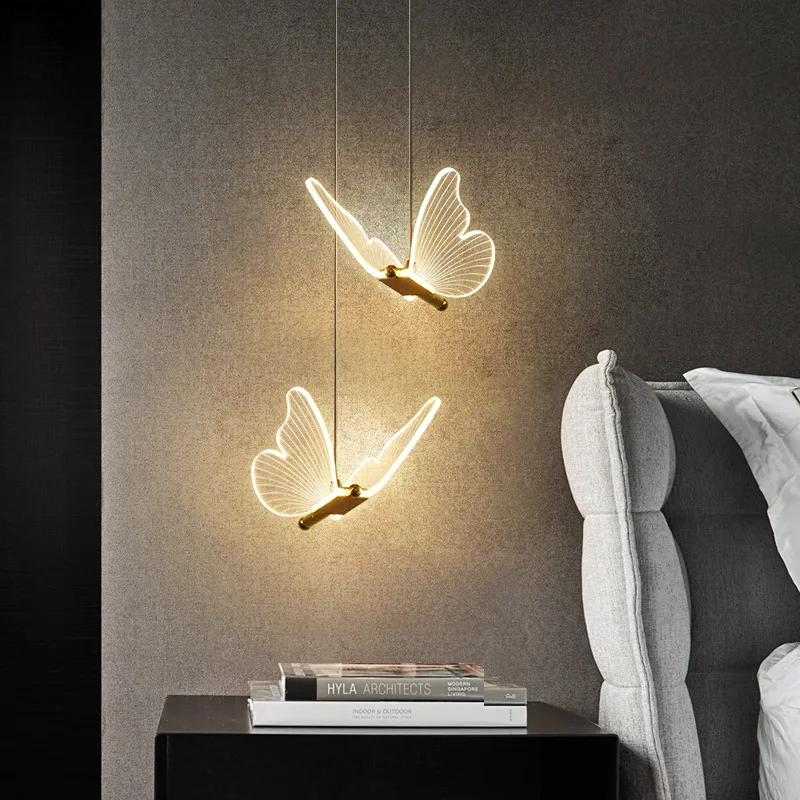 

Bedside chandelier, creative butterfly, light luxury master bedroom chandelier entrance personalized art
