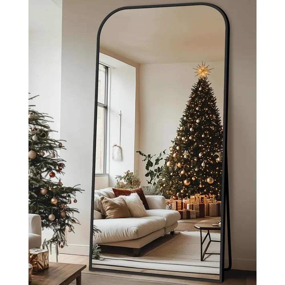

Full Length Mirror, 78"x38" Floor Mirror Freestanding, Arched Floor Standing Large Full Body Mirror With Stand For Bedroom, Han