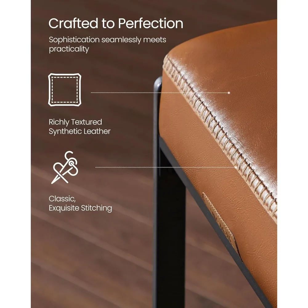 Counter Height Bar Stools, Synthetic Leather with Stitching
