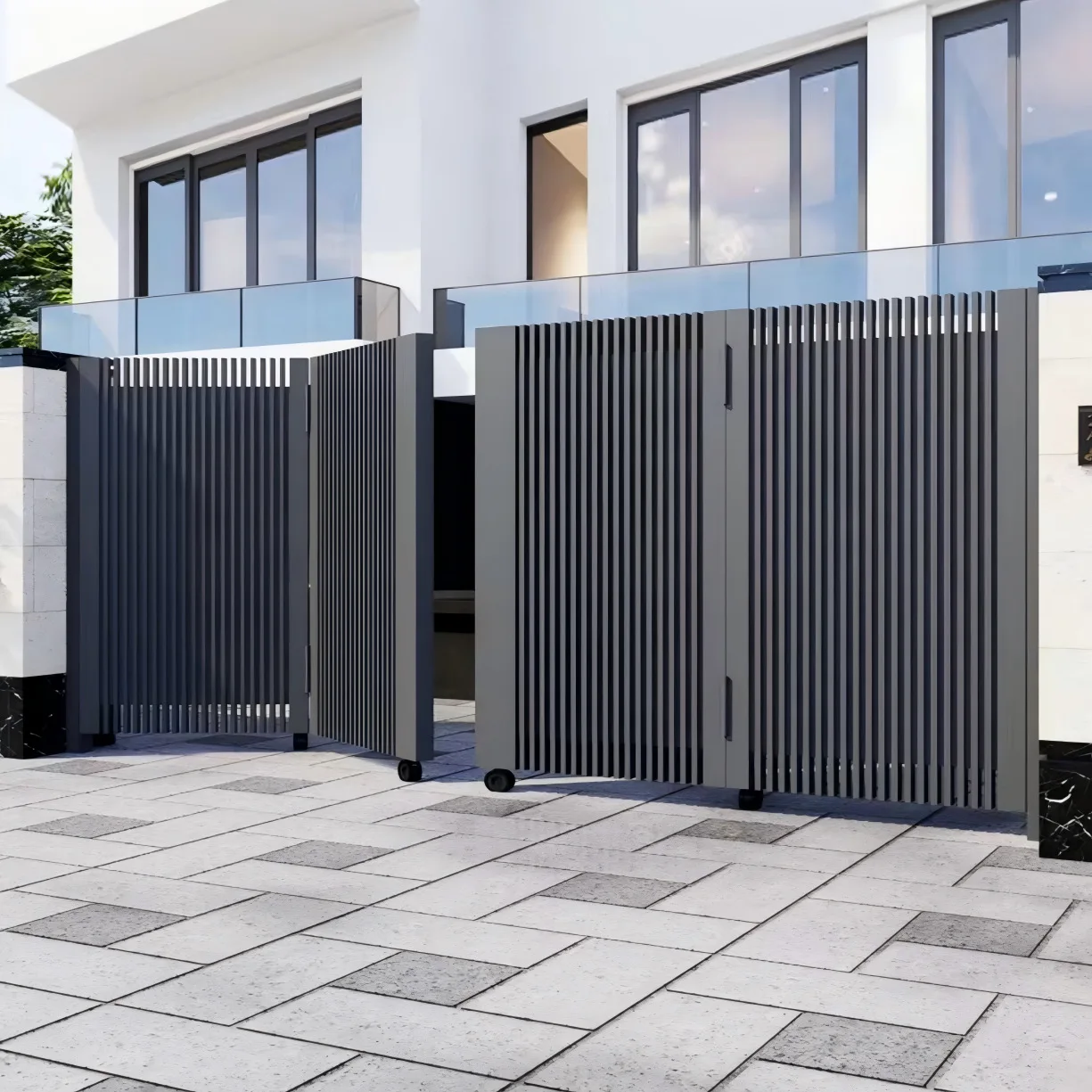 Customization Custom Design Swing Modern Style Aluminum Manual Control Gate System for Apartment Hotel Villa House Durable