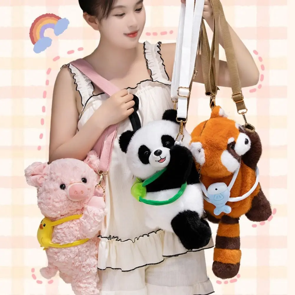 Cute Pig Plush Panda Backpack Fur Soft Animals Raccoon Bag Cartoon Animal Kawaii Capybara Crossbody Bag Students