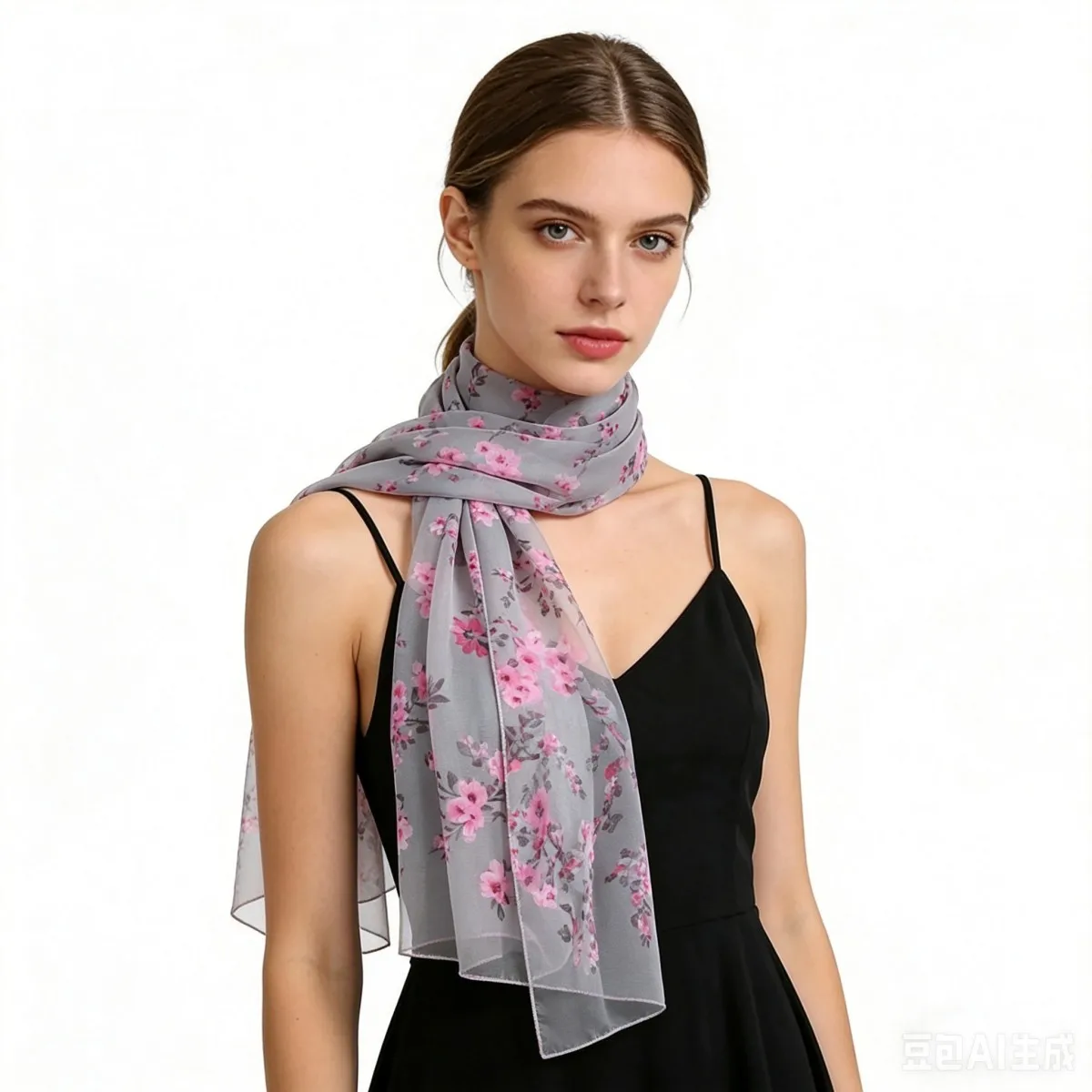 Vier-Jahreszeiten-Schal aus dünnem, weichem Chiffon für Damen mit Blumendruck, seidiger Georgette-Schal, lange Wickel, Strand-Sonnenschutz, Foulard, Hijab, 160 cm