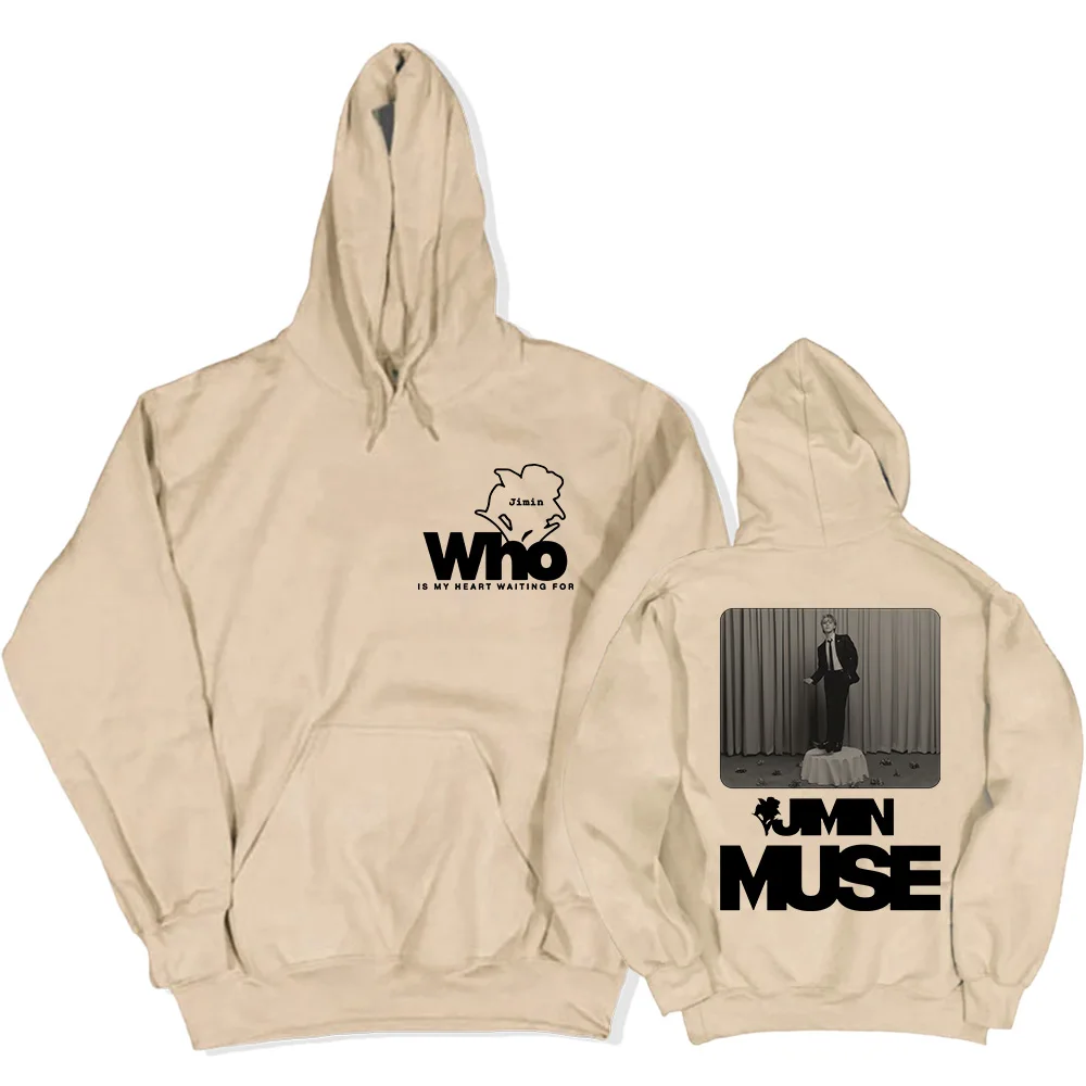 Hoodies Jimin Muse Album Graphic Sweatshirts Who Is My Heart Waiting For Flower Printing Pullovers Moletom Feminino Winter Women