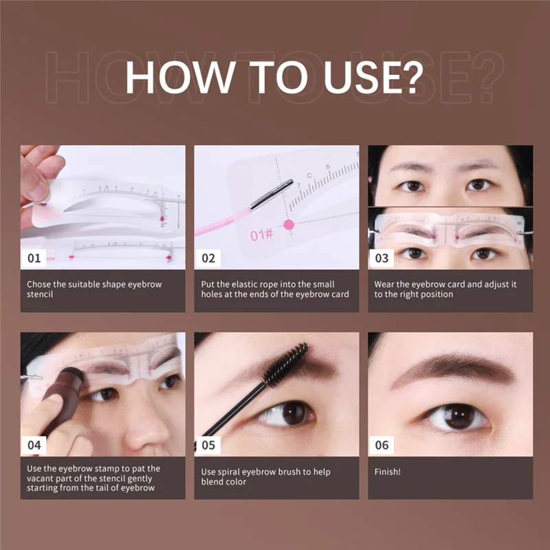 ABGU  Eyebrow Powder Stamp Set 12Styles/Set Eye Brow Drawing Guide Eye Brow Stencil Template Card Reusable Easy Makeup 3