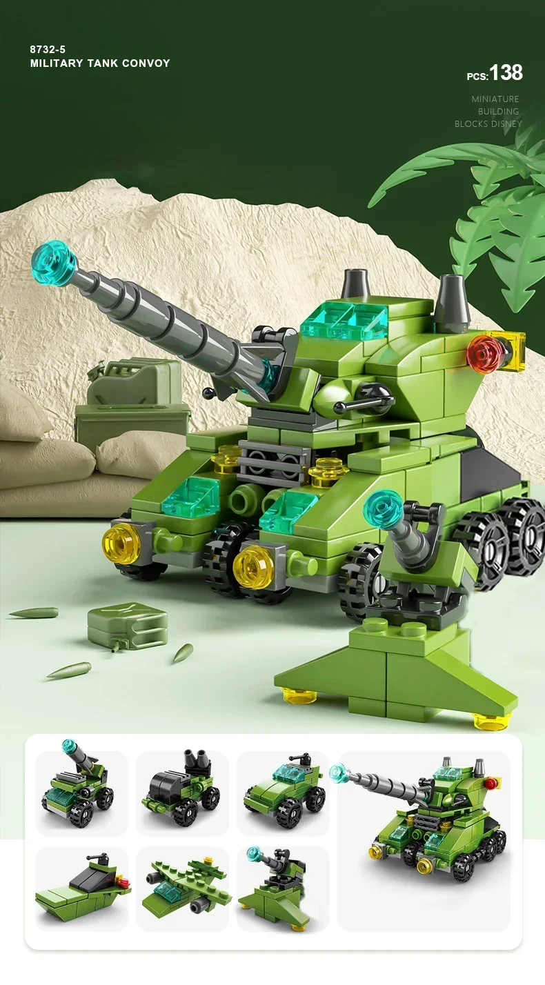 Mini-Bausteine, 6-in-1, DIY-Polizeiauto, Feuerwehrauto, Schloss, Modellsteine, Kinder, Lernspielzeug, Geschenke – Detail 7