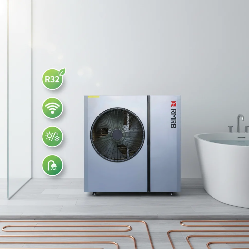 10.8kW R32 A+++ Rotary Compressor DC Inverter Air To Water Heat Pump WiFi App Control Heating Cooling DHW Household Water Heater