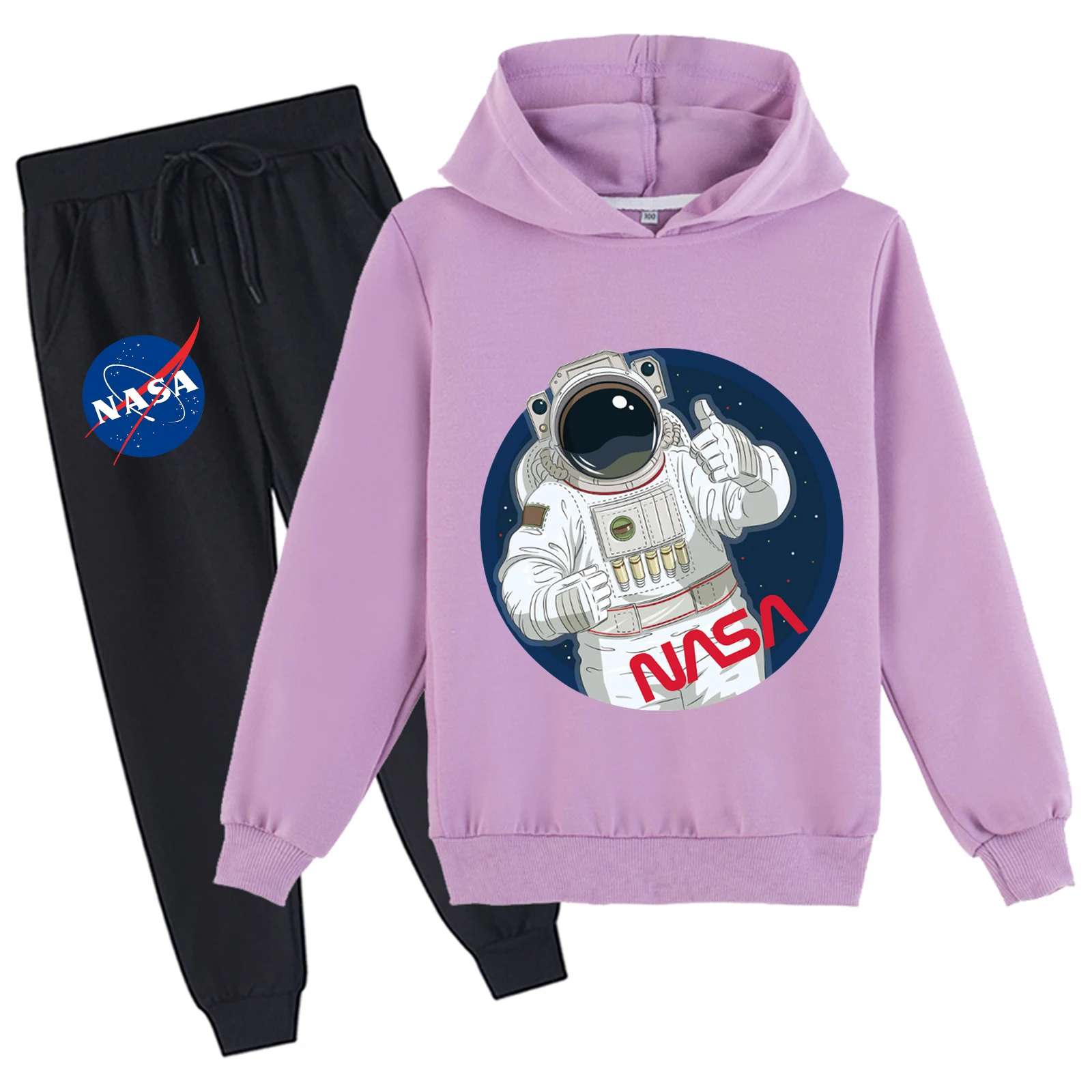 Kinderen Grafische Trui Hoodies en Joggerbroek 2 Stuks Sweatsuit Set, NASA Katoenen Zweetpak voor 2-14Y