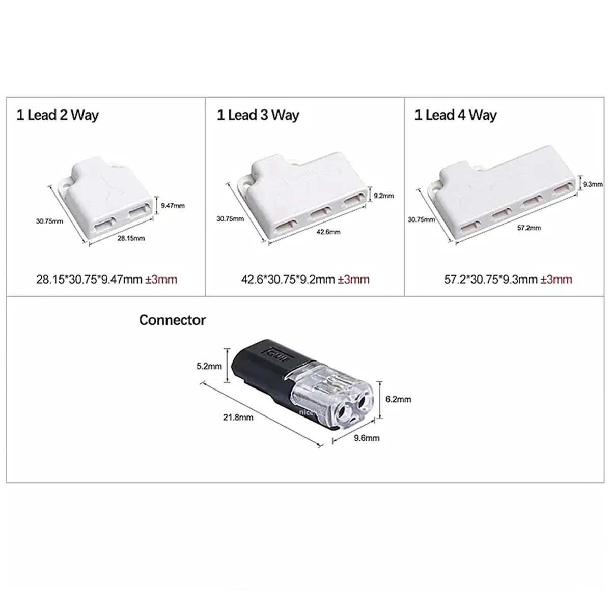 Paquete de 30 conectores enchufables de doble cable L74A, conectores de cable LED de 3 vías de 2/3/4 pines enchufables, conectores de cable de bajo voltaje