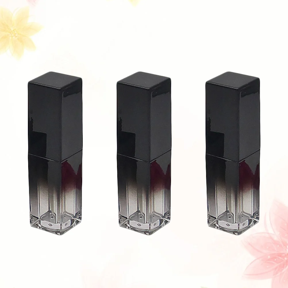 3 flacons vides de gloss à lèvres de 5 ml, tube carré portable, design noir UV, conteneur pratique pour les voyages, pour la beauté des femmes