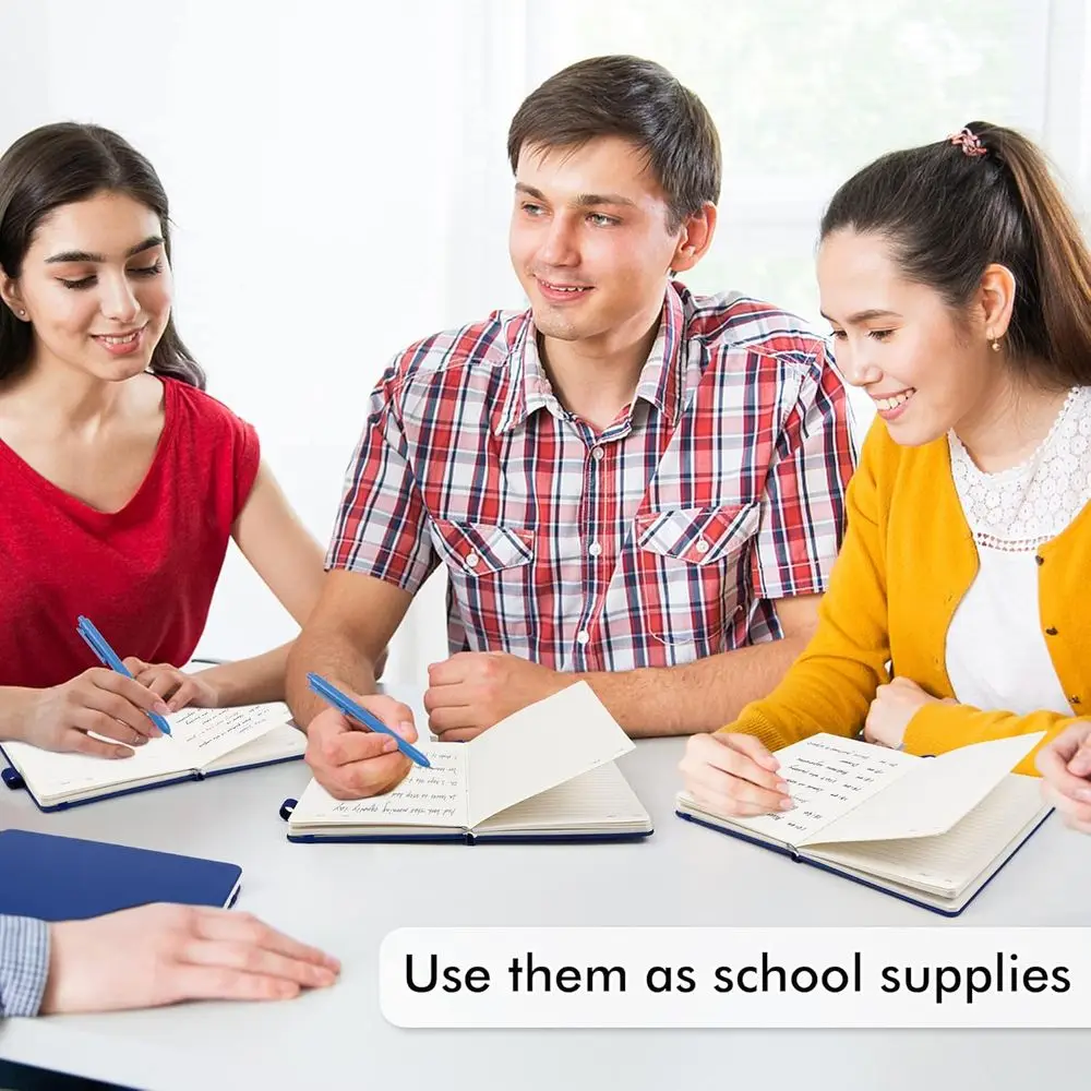 A5 Navy Hardcover Business Journals Set of 18 with Lined Paper and Pen Holder, 120 GSM, 5.1x8.3 inches, Includes 18 Black Pens