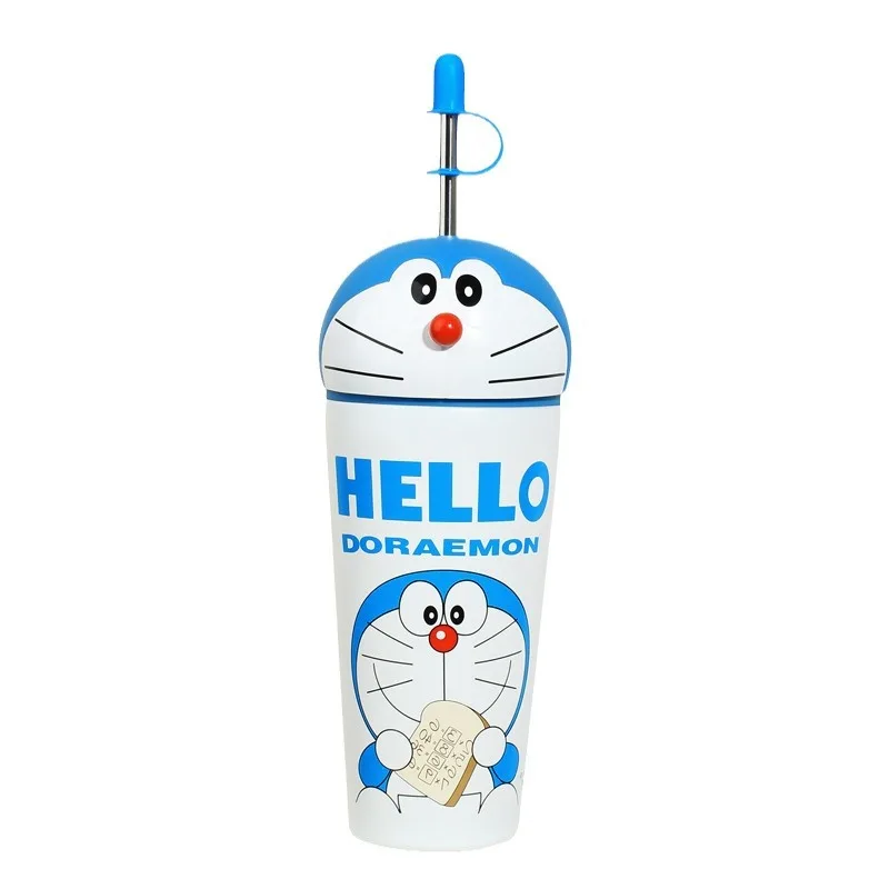 Doraemon Insulated Cup For Boys And Girls 2024 New High-Value Student Ice Cream Cup Stainless Steel Children'S Straw Cup