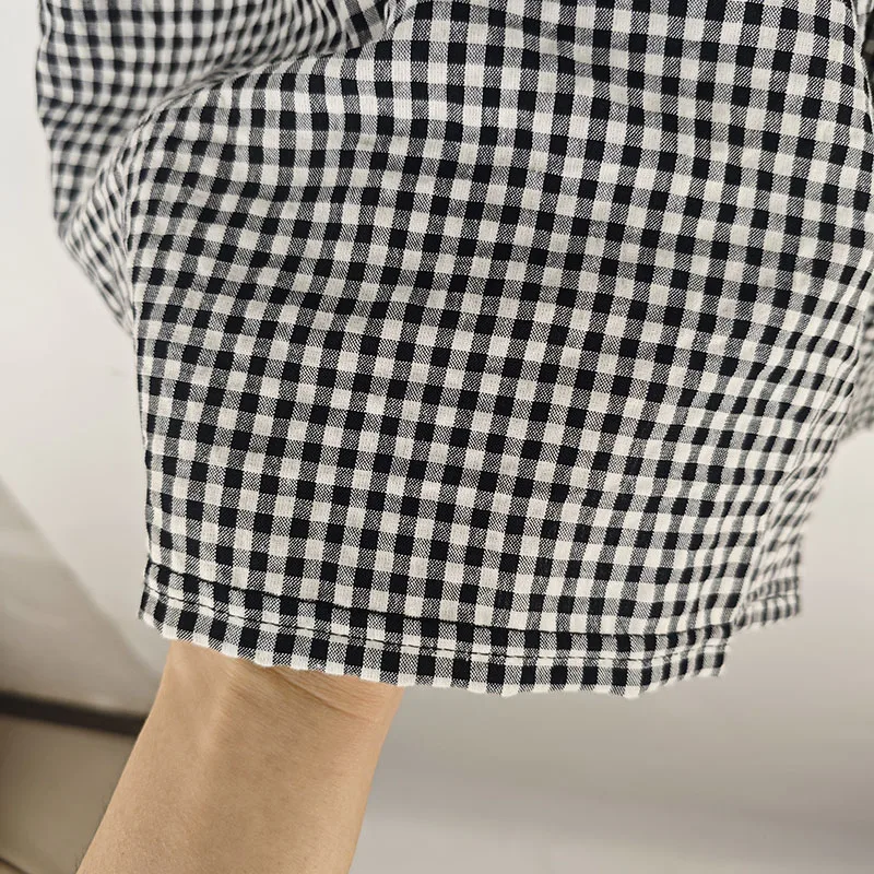 قميص نسائي صيفي قطني على الطراز الكوري - قميص فضفاض لطيف برقبة مربعة قابلة للتنفس مع أكمام مرفرفة صغيرة