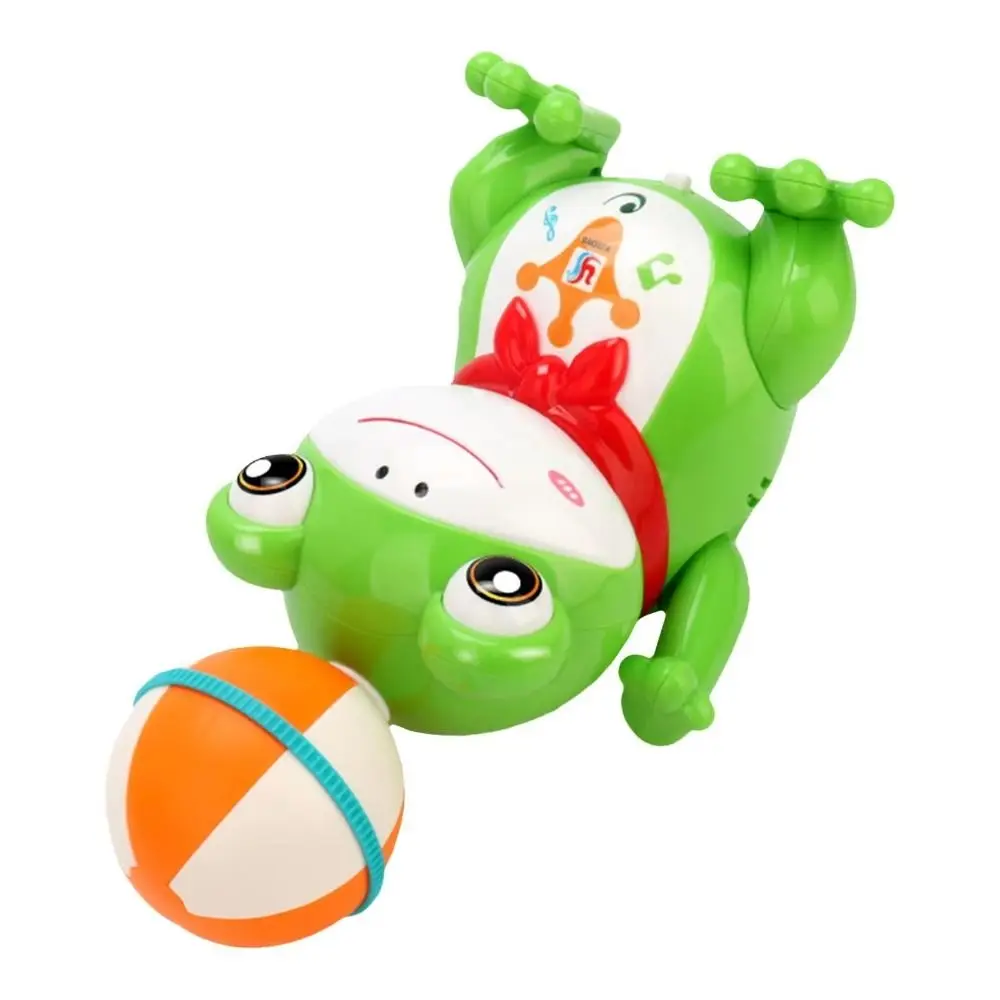 Funny LED Electric Dancing Frog with Lights Plastic Spinning Ball Frog Simulation Movable Electric Frog Desktop Ornament
