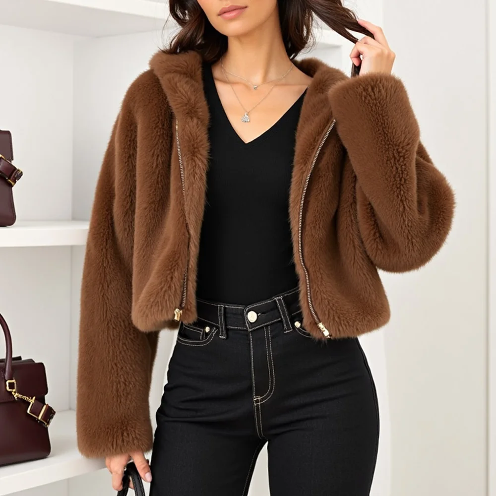 

Mia Muse Women's Lightweight Jackets Autumn Winter Korean Simple Zipper Long Sleeve Crew Neck Casual Lightweight Jackets