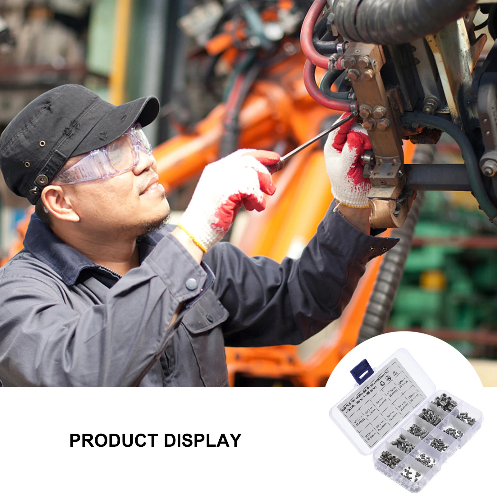 300pcs Set Sekrup Baja Tahan Karat Kepala Allen Bentuk Oval Untuk Pegangan Penggunaan Luar Ruangan Dalam Ruangan Kit Sekrup Kepala Heksagonal