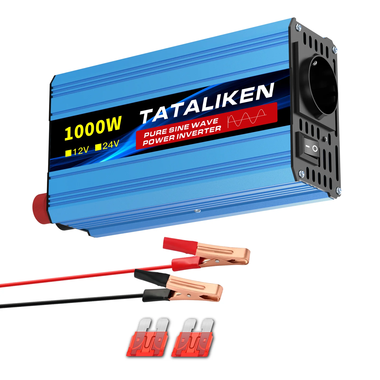 5000W Hochleistungs-Reiner-Sinus-Wechselrichter DC zu AC 220V 50Hz, 4 EU-Steckdosen, Digitales LCD-Display, Thermostatgesteuerter Lüfter für LKW