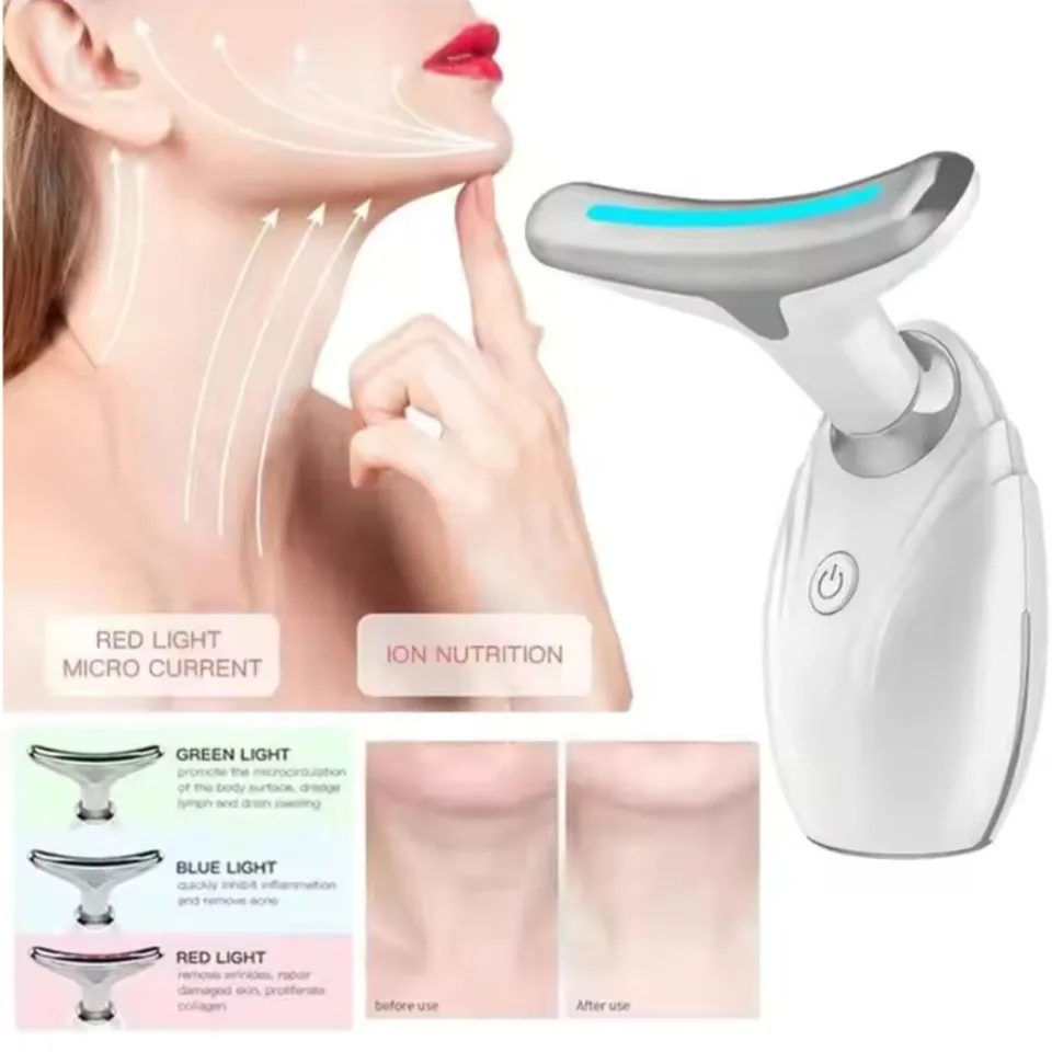 Hals-Mikrostrom-Einführung, Lifting, Straffung, Abnehmen, Falten reduzieren, vibrierende heiße Kompresse, Schönheitsgerät, Hautverjüngung