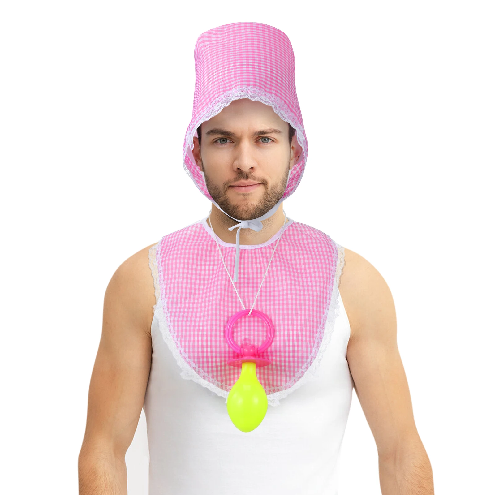 

3 pcs 3 Pieces Baby Pacifier Bib Hat Set Kids Costume Adult Cosplay Funny Props Reusable Washable Halloween Party Accessories