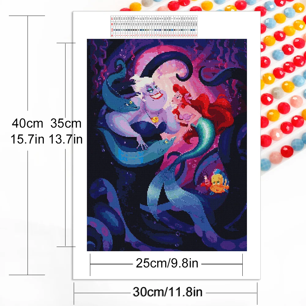 Disney Diamond Embroidery The Little Mermaid Picture Of Rhinestones Full Square Mosaic Portrait Painting Ursula Wall Art