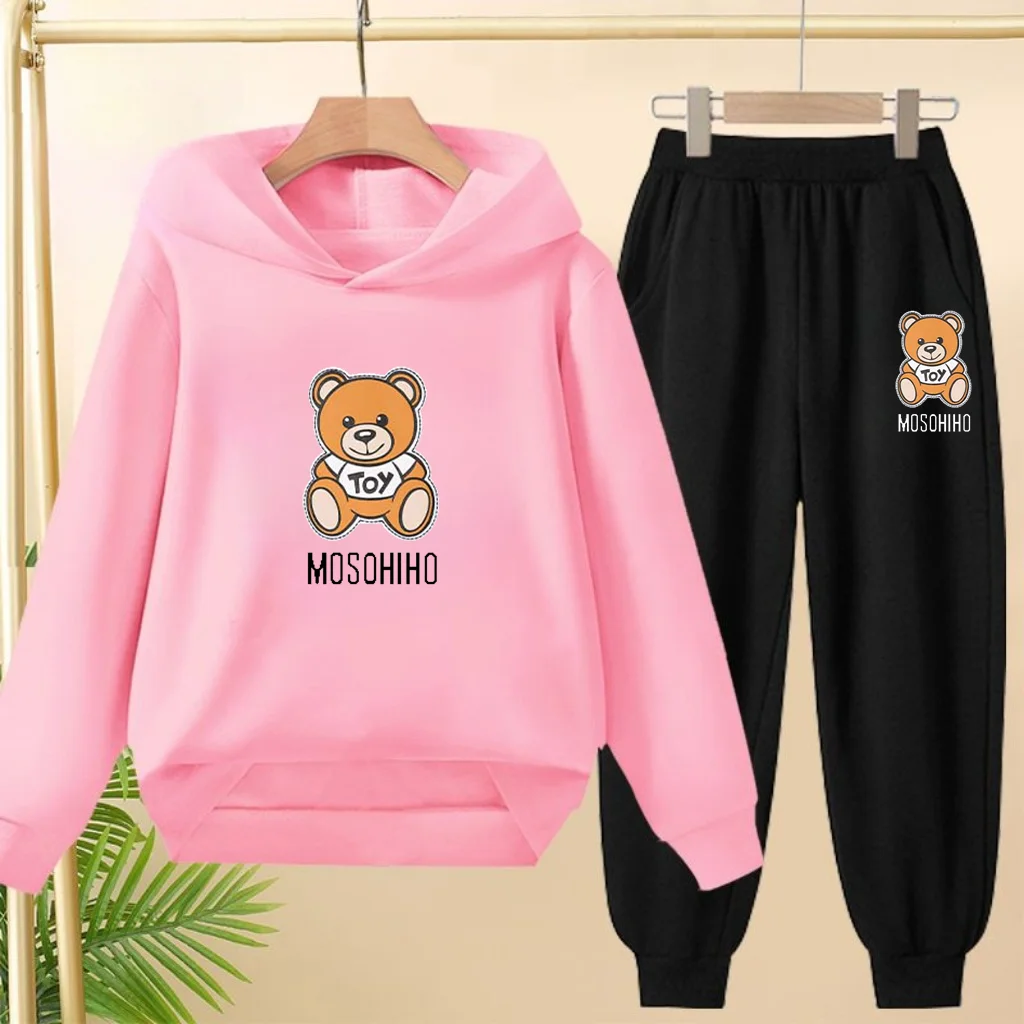 

Cute Bear-patterned Sweatshirts for Children Aged 3 to 12, and Black, Blue and Pink Hooded Sweatshirt Jackets for Boys and Girls