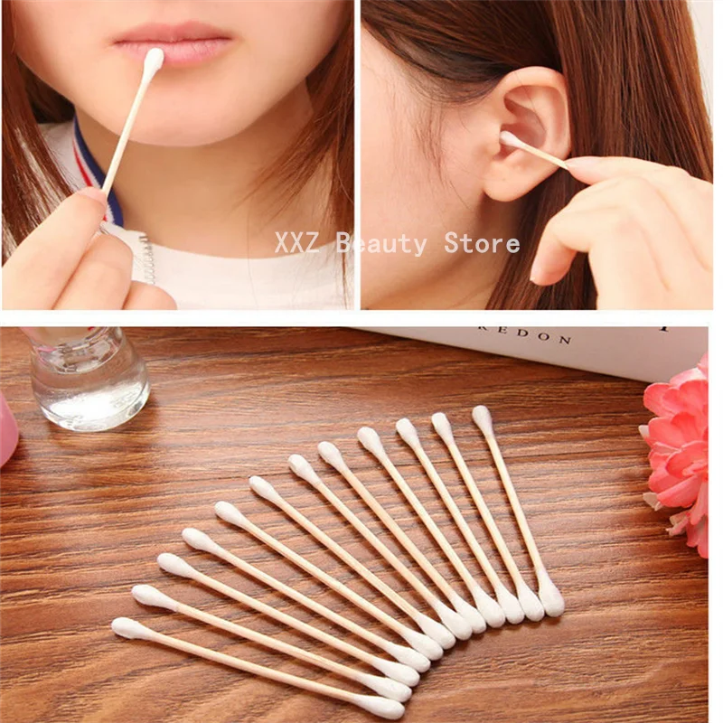 2000개 더블 헤드 목화 면봉 코 귀 청소 여성 메이크업 도구 립스틱 면봉 팁 스틱 건강 관리