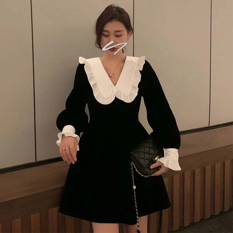 Dresses Women Solid Ruffles French Style Elegant Prevalent Creativity Vintage All-match Tender Simple Leisure Basics Princess