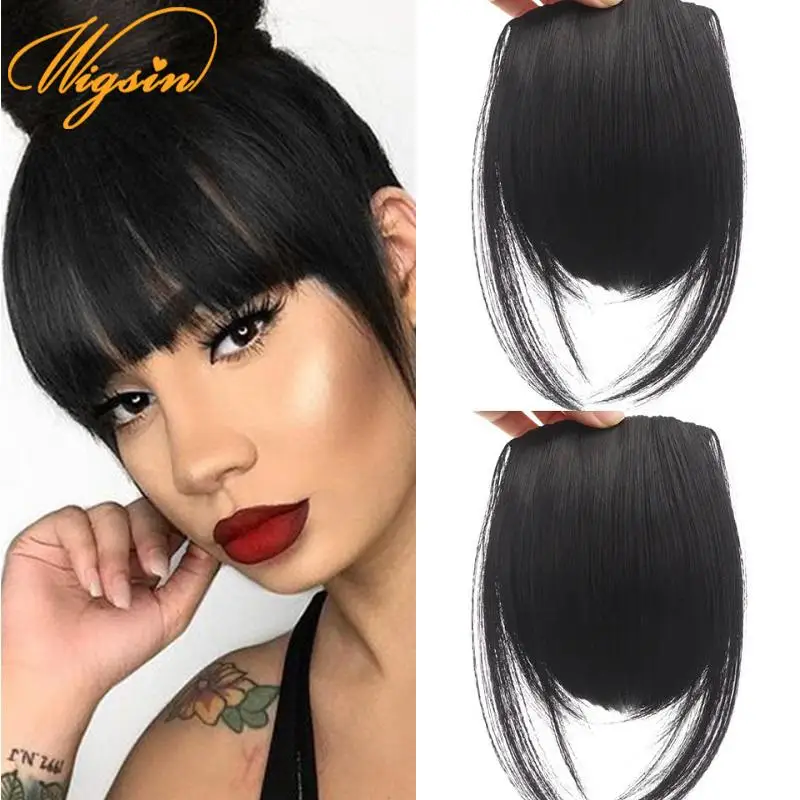 Thick Bangs Air Bangs Synthetic Straight Black Brown Blonde Invisible Hairpiece Clip In Fringe Hair Extensions for Women