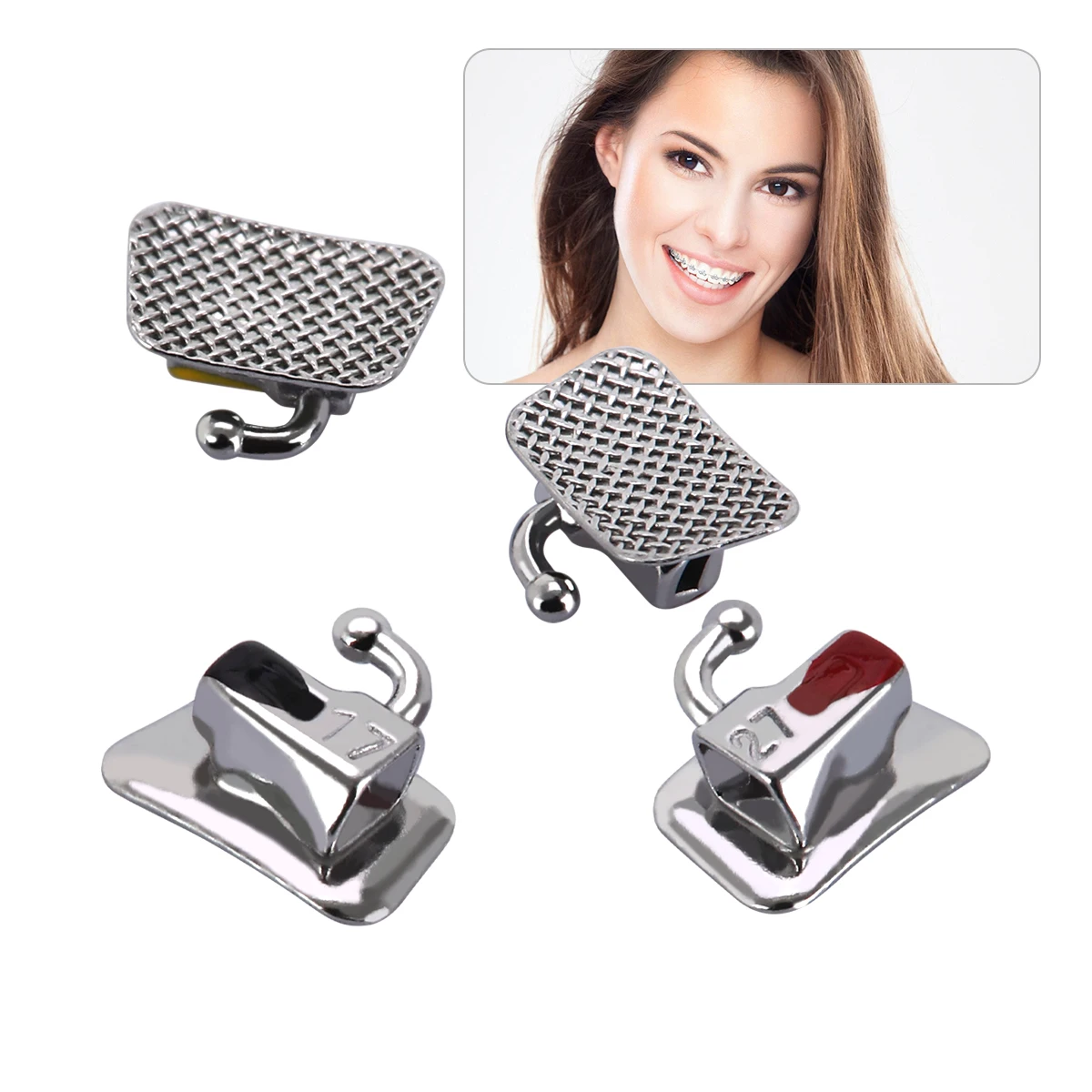 AZDENT 20 Stück = 5 Kits Zahnkieferorthopädisches verklebbares Bukkalröhrchen für 1./2. Molar Mesh Base Nicht umwandelbares Einzelrohr Roth/MBT – Detail 11