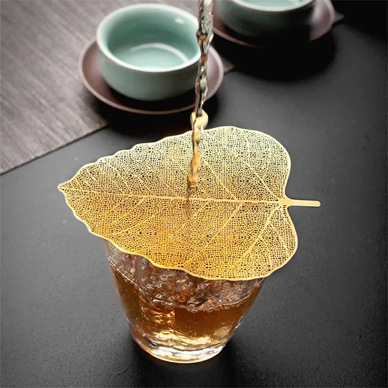 2/1pcs Stainless Steel Tea Infuser Leave Shape Bodhi Tea Filter Kung Fu Tea Infusers Access Hollow Out Leaves Strainer Drinkware