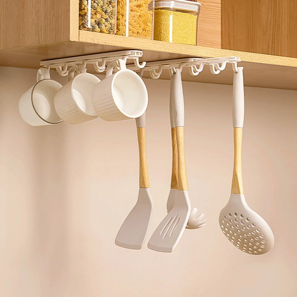 

Adhesive Under Cabinet Hook Utensil Hanger Kitchen Cupboard Mug Hanger Space-Saving Punch-Free Organizer Rack For