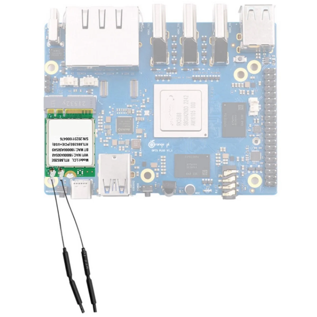 

A98TFor Orange Pi 5 Plus Беспроводная сетевая карта Модуль Wi-Fi 6 для OPi5 Plus Wi-Fi 6 + Bluetooth 5,2 Макетная плата