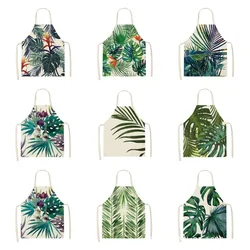 Classic green plant fresh monstera pattern sleeveless apron home cleaning bib kitchen cooking baking apron