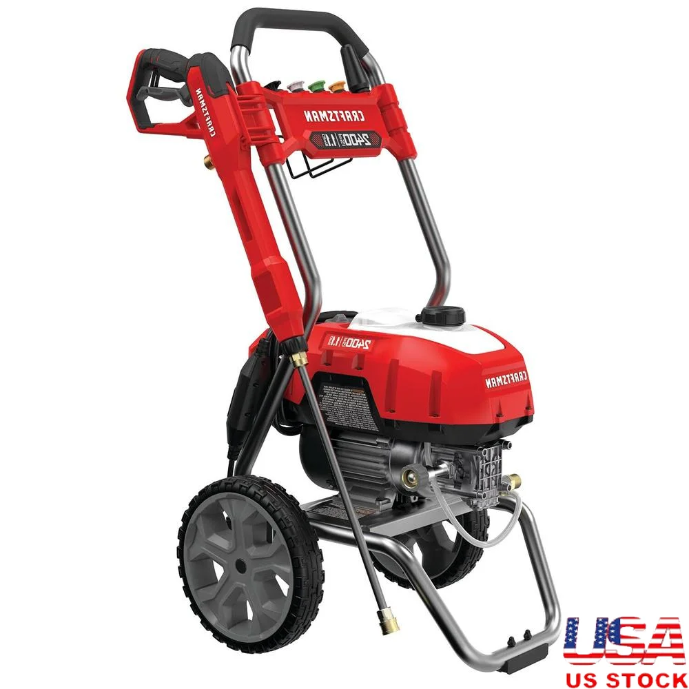 Electric Pressure Washer 2400-PSI 1.1-GPM Soap Tank Onboard Storage 25ft Hose 35ft Power Cord 10in Wheels CETA Certified