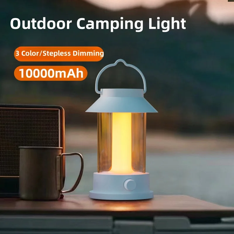 

2024 New Portable Outdoor Camping Light 10000mAh Large Capacity Battery Stepless Dimming Power Bank Function Tent Ceiling Light