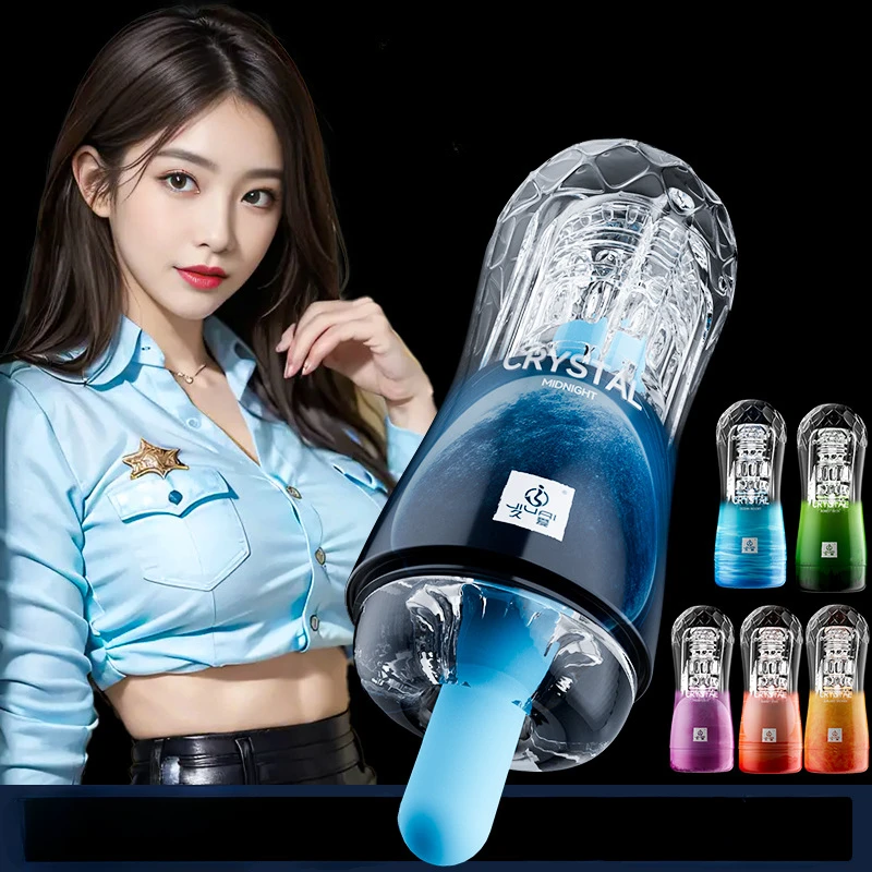 Crystal Airplane Cup Manual Male Masturbator with Suction Clip Inverted Famous Tools for Adult Sexual Products and Toys