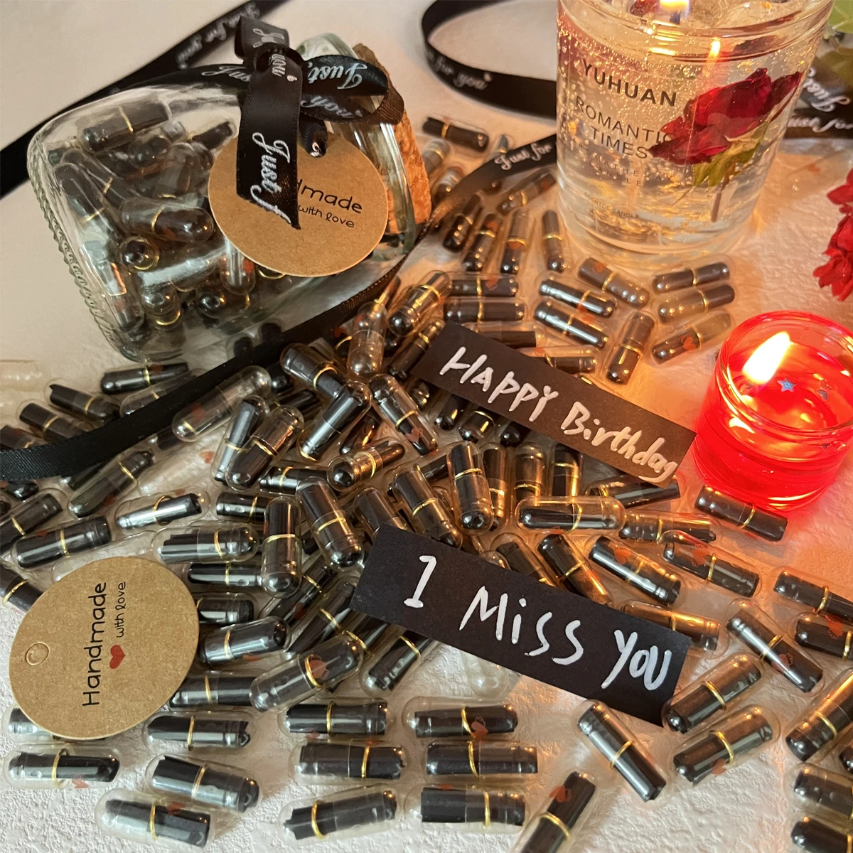 100pcs Message Capsule In Bottle Transparent Letter Love Pill Emoticon Smile Pills With Roll Paper Wedding Valentine's Gift
