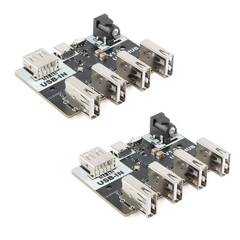 

A29F-2Pcs USB Conector CH334 Hub Module 4 Interface USB2.0 Hub 40MB/S 5V XL-USBHUB USB-A TYPE-C DC5.5X2.1 Interface