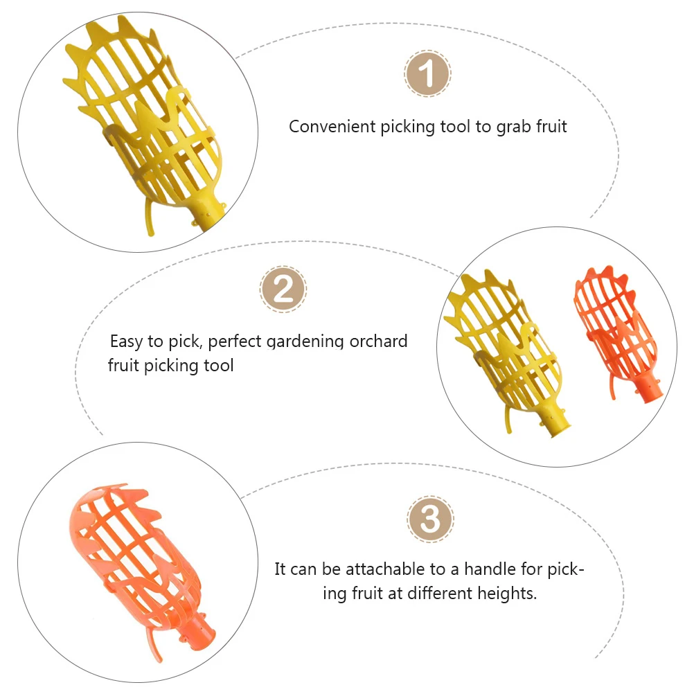 

2pcs Picker Sturdy Head Multifunction Fruit Tool Plastic Tools for Orchard Garden Durable Practical Safe