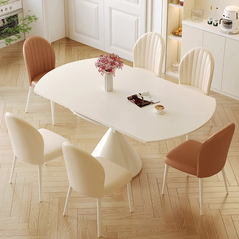 

Modern 6 Chairs Dining Table Conference Full Integral Luxurious Dinning Tables Chairs White Mesas De Comedor Kitchen Furniture