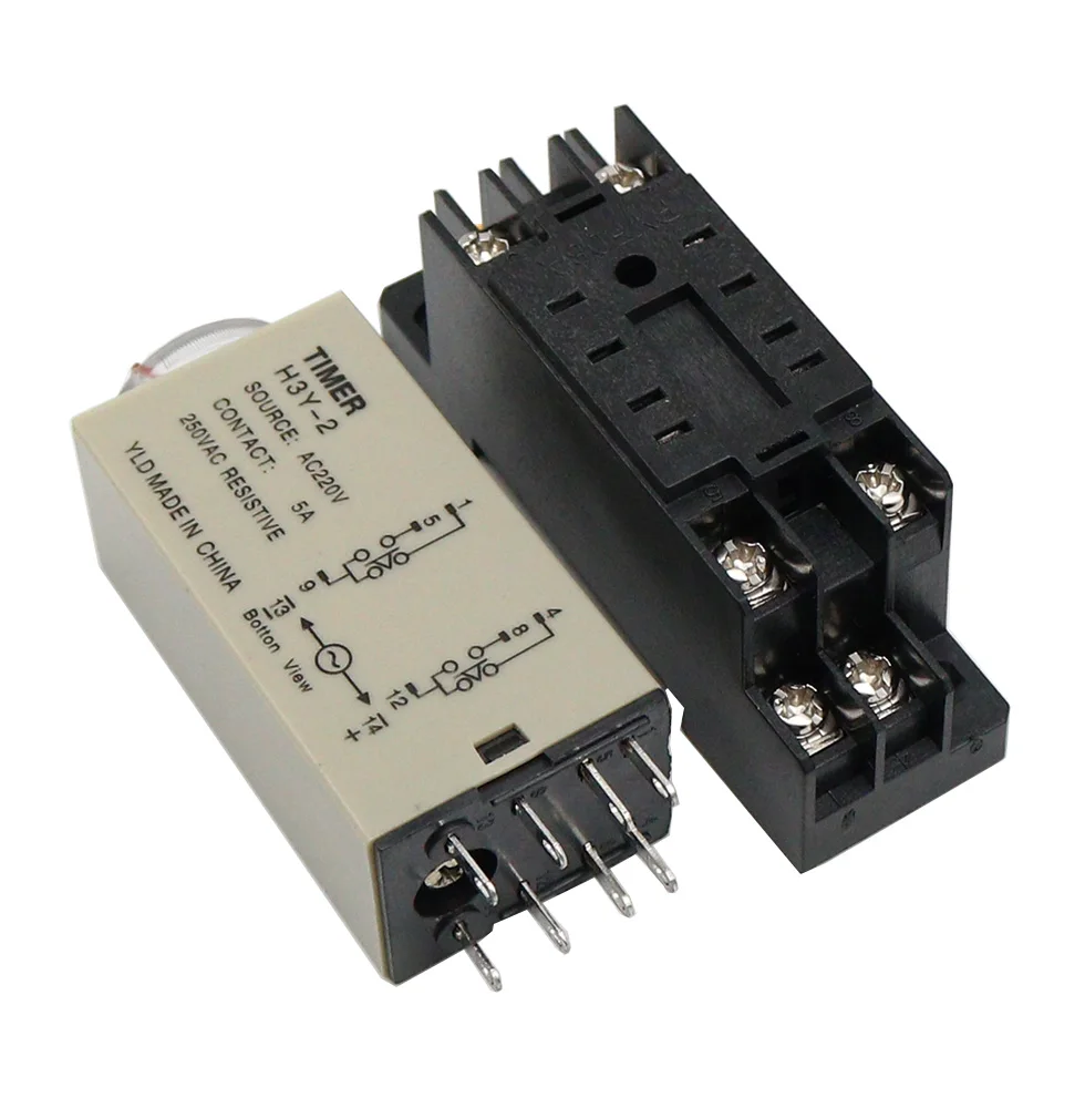 1set Delay Time Relay H3Y-2 Small 8-pin DC12V24vAC220v Timer Switch 1S 3S 5S 30S 60S 5M 10M 30M 60M