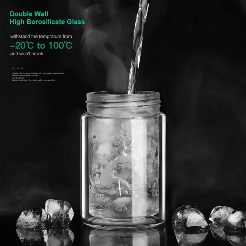 1PCS Glass Tea Bottle Portable Double Wall Kung Fu Tea With Case Tea Drink Bottle Infuser Tumbler Drinkware Creative Gift