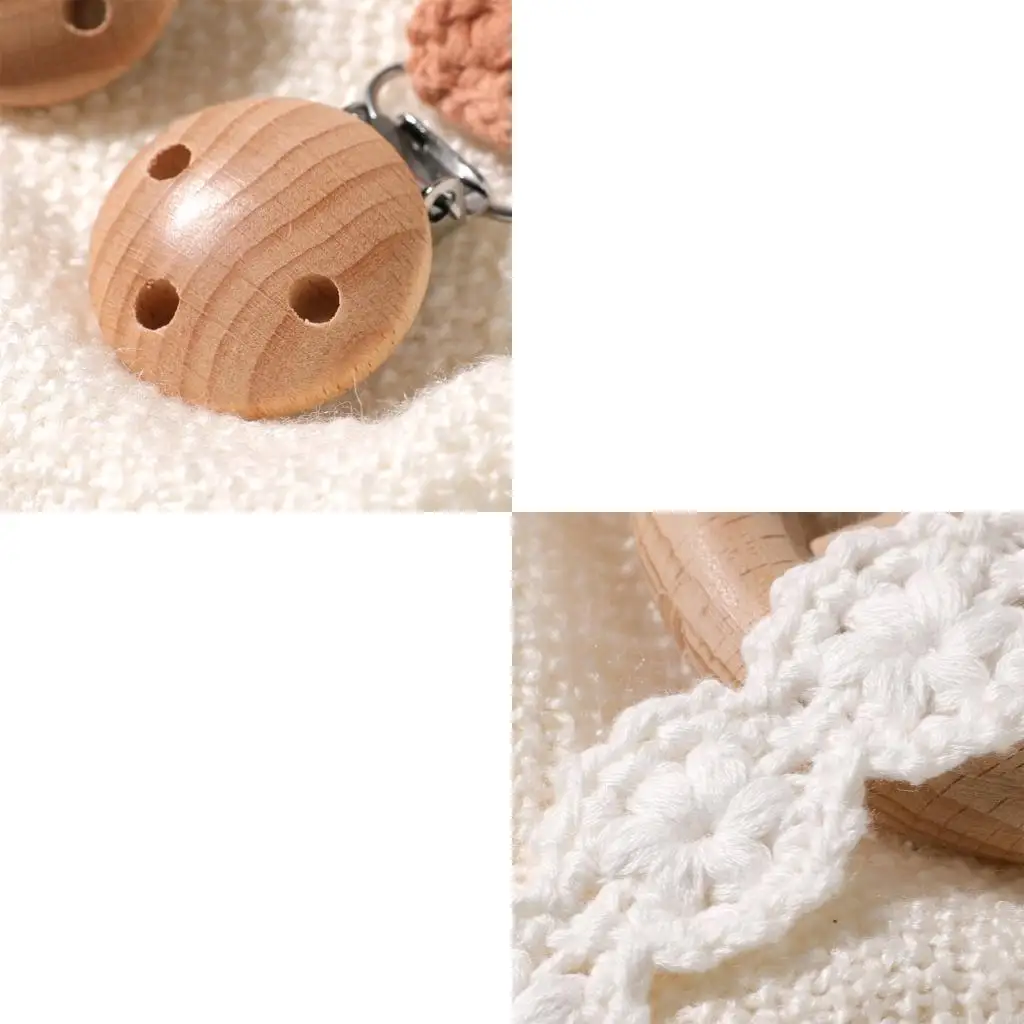 

2pcs Handmade Chewable Chain Rope Cotton Nipple Lanyard Secure Pacifier Leash