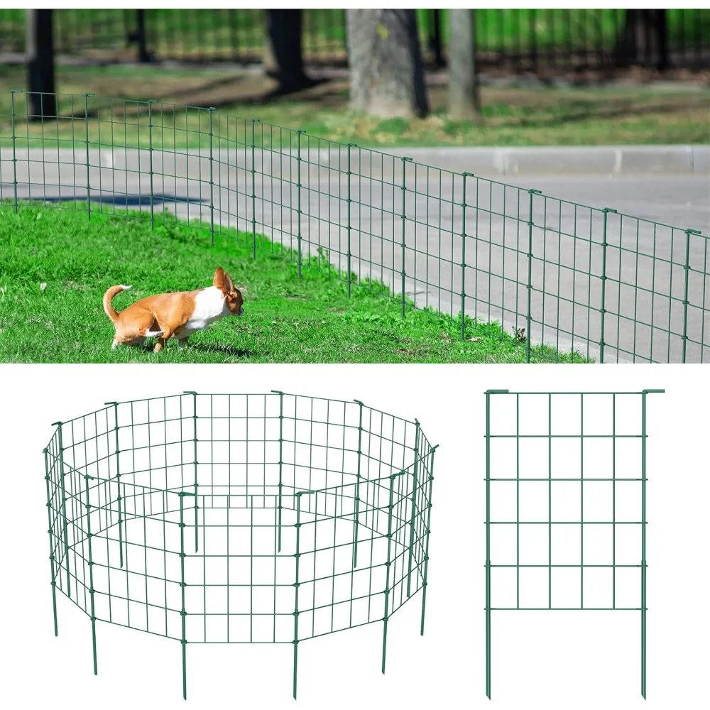 

Green Garden Fence for Dog, Easy Assembly Decorative Fencing Rustproof Metal Wire Panel Border for Outside