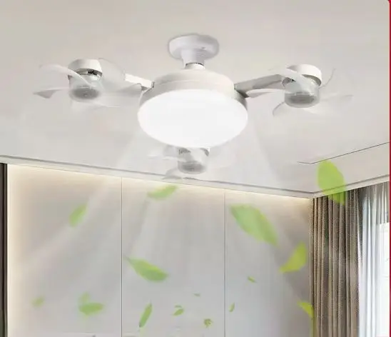 

E27 2-в-1 вентилятор в форме дрона, складной потолочный светильник, интеллектуальный пульт дистанционного управления, вентилятор для ресторана, потолочный вентилятор, светильник