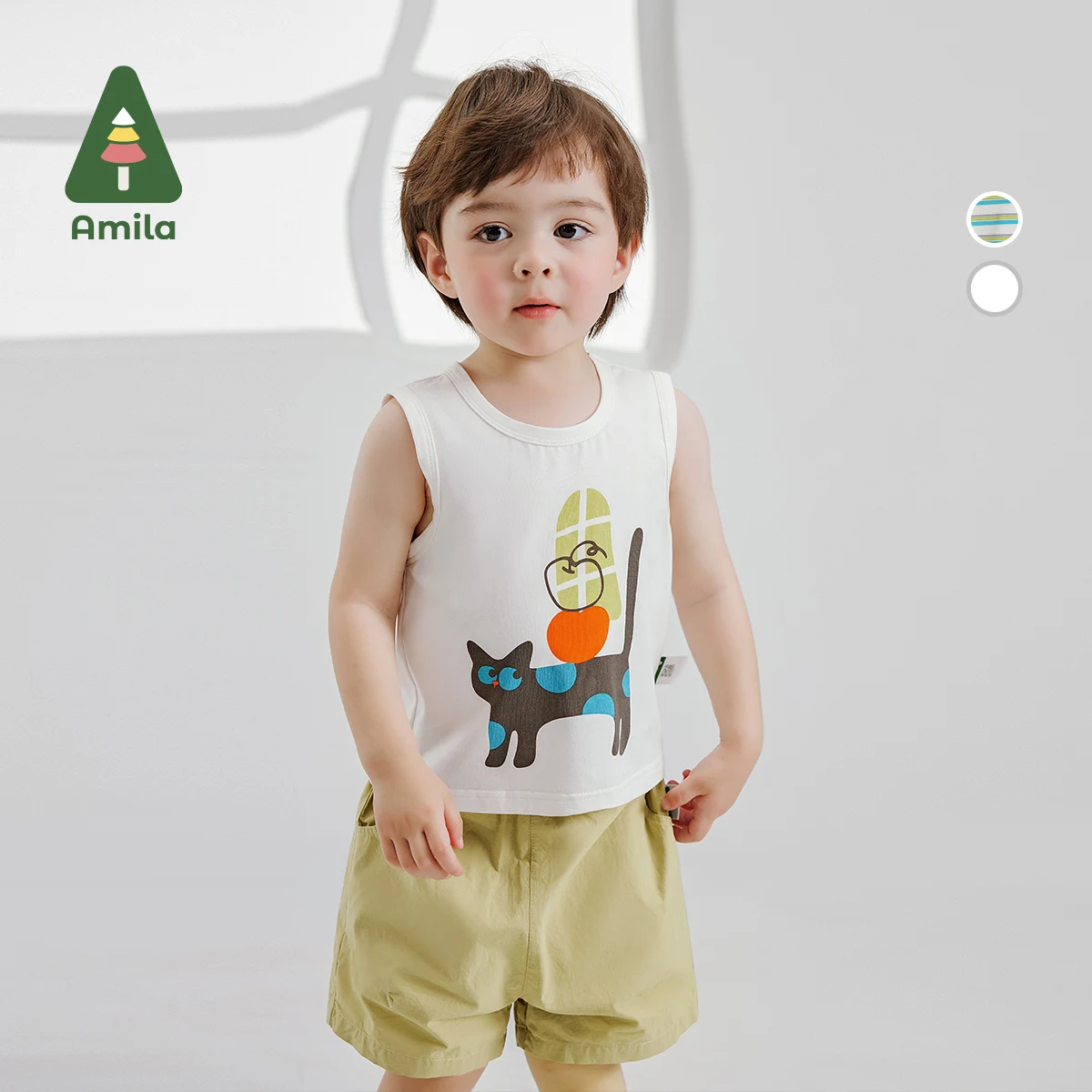 Amila-conjunto deportivo de 2 piezas para niño y niña, camiseta sin mangas y pantalones cortos, ropa cómoda para fútbol, novedad de verano 2024