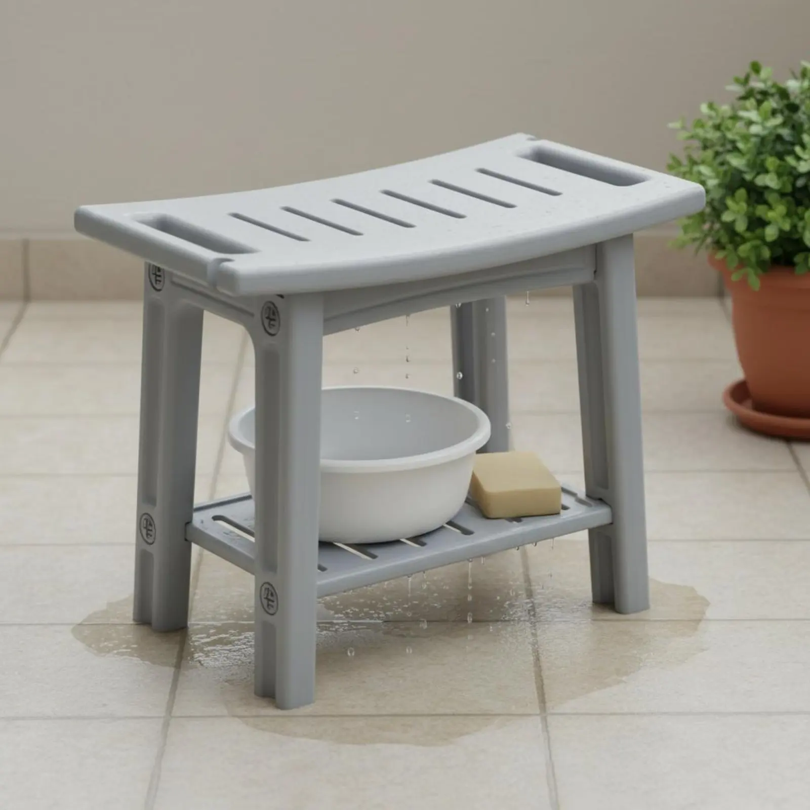 Non-Slip Shower Bench Thickened Shower Bench Bathroom Stool Waterproof Household Furniture Lightweight